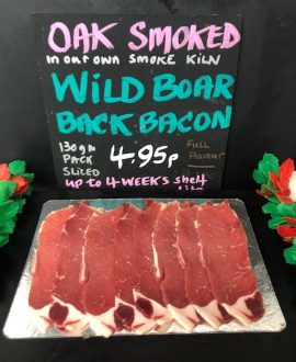 Dry Cured Oak Smoked Wild Boar Back Bacon 130g