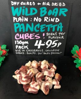 Dry Cured Wild Boar Pancetta Cubes 130g